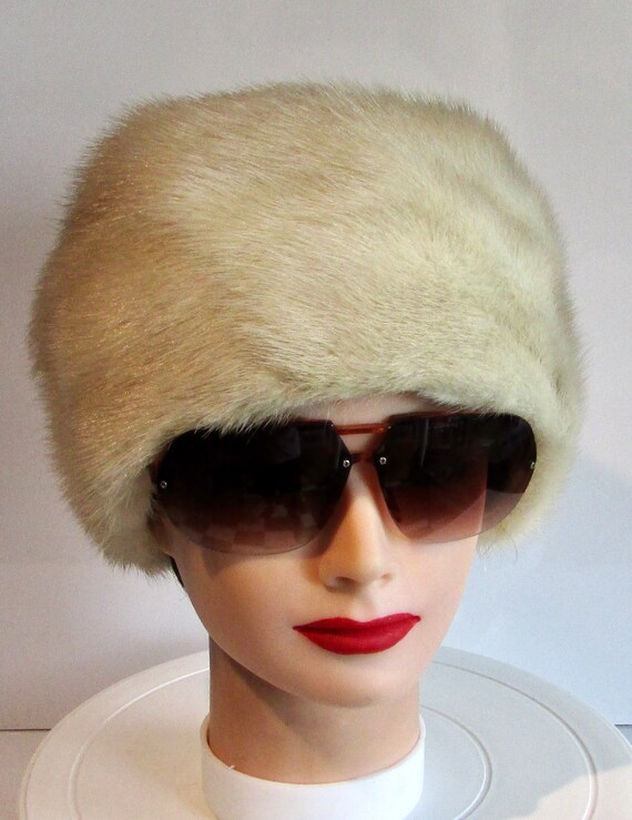 Vintage fur hat champagne color Vintage Superb Real Champagne Mink Fur Hat Cap/ Vintage  main image 4