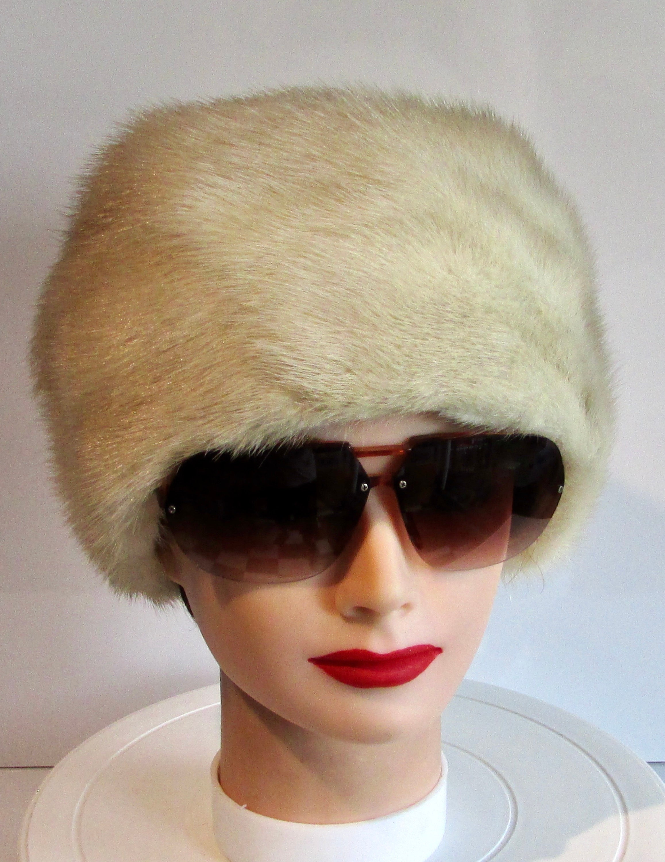 Vtg Superb Real Champagne Mink Fur Hat Bonnet/ Vintage  display picture 1