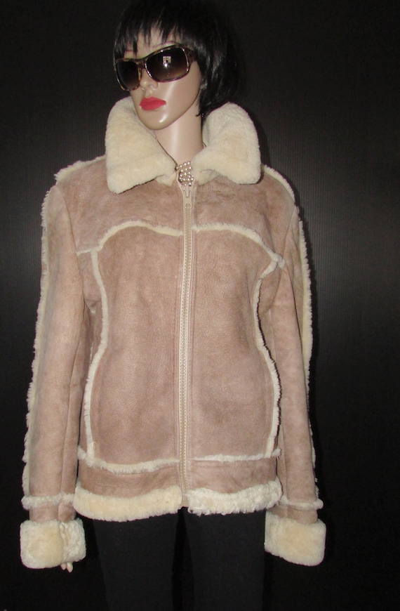 Superbe natural sheeskin peau de mouton bomber jac