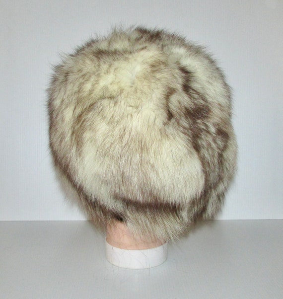 Nice real  fluffy white and brown fox fur hat /jo… - image 4