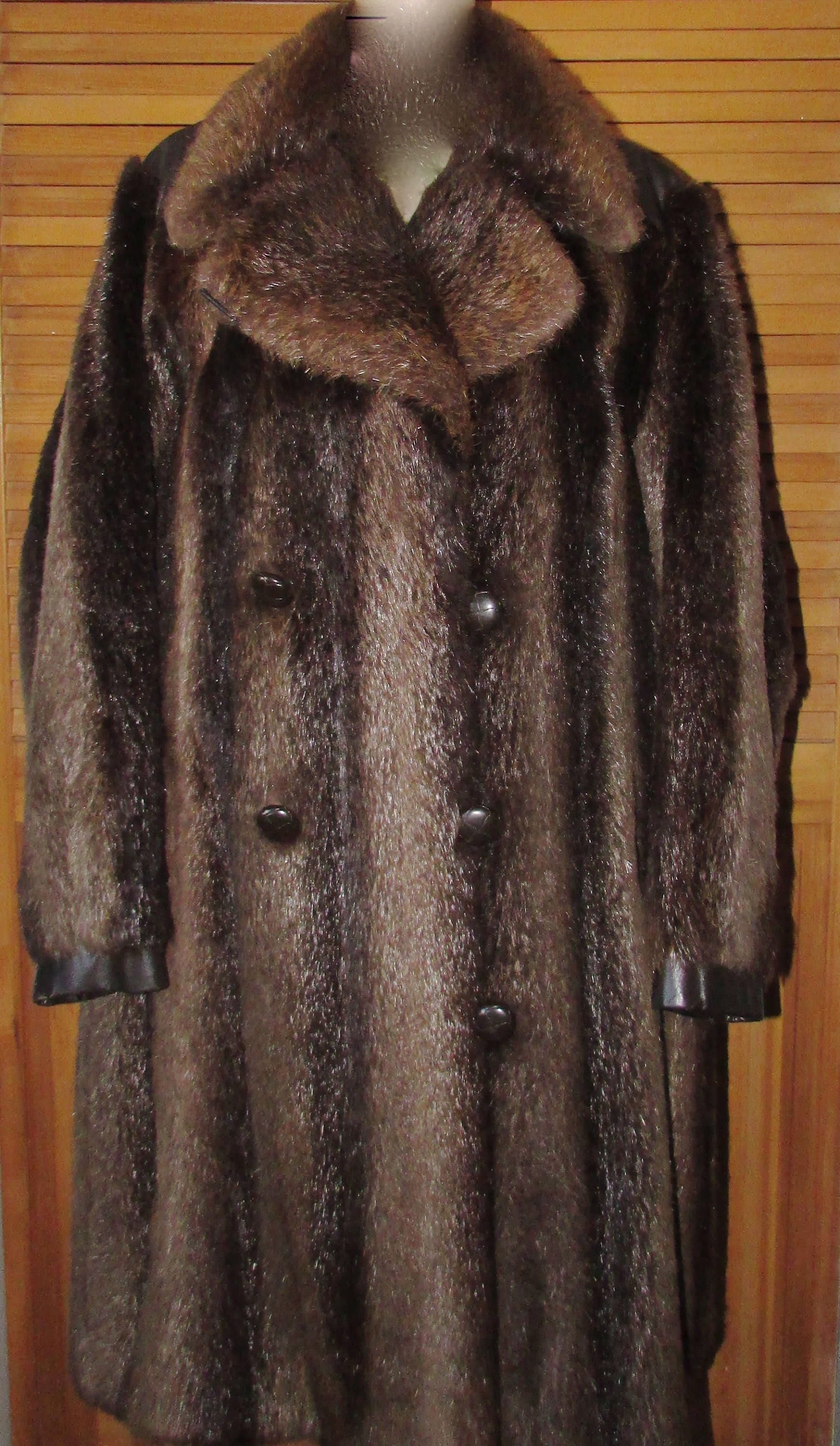 Vintage Men Real Nutria Fur Coat With Black Leather Trim / - Etsy Singapore