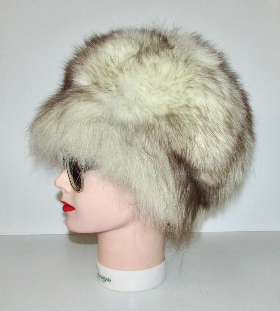 Nice real  fluffy white and brown fox fur hat /jo… - image 3