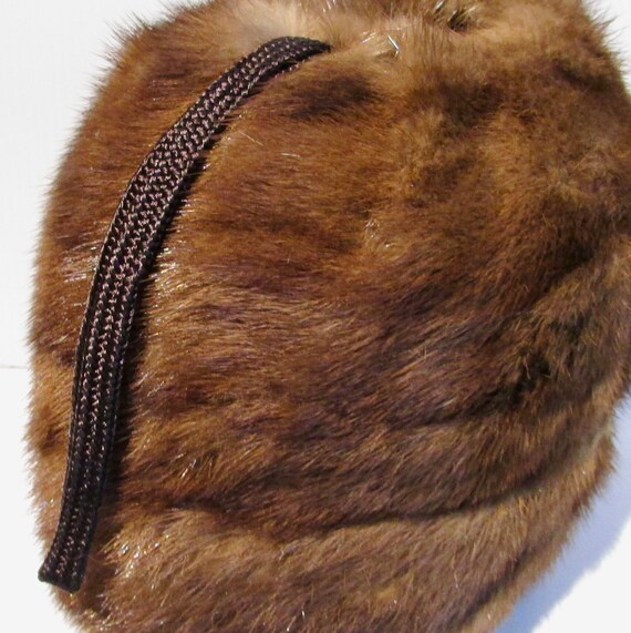 Vintage beautiful medium brown real mink fur muff… - image 4