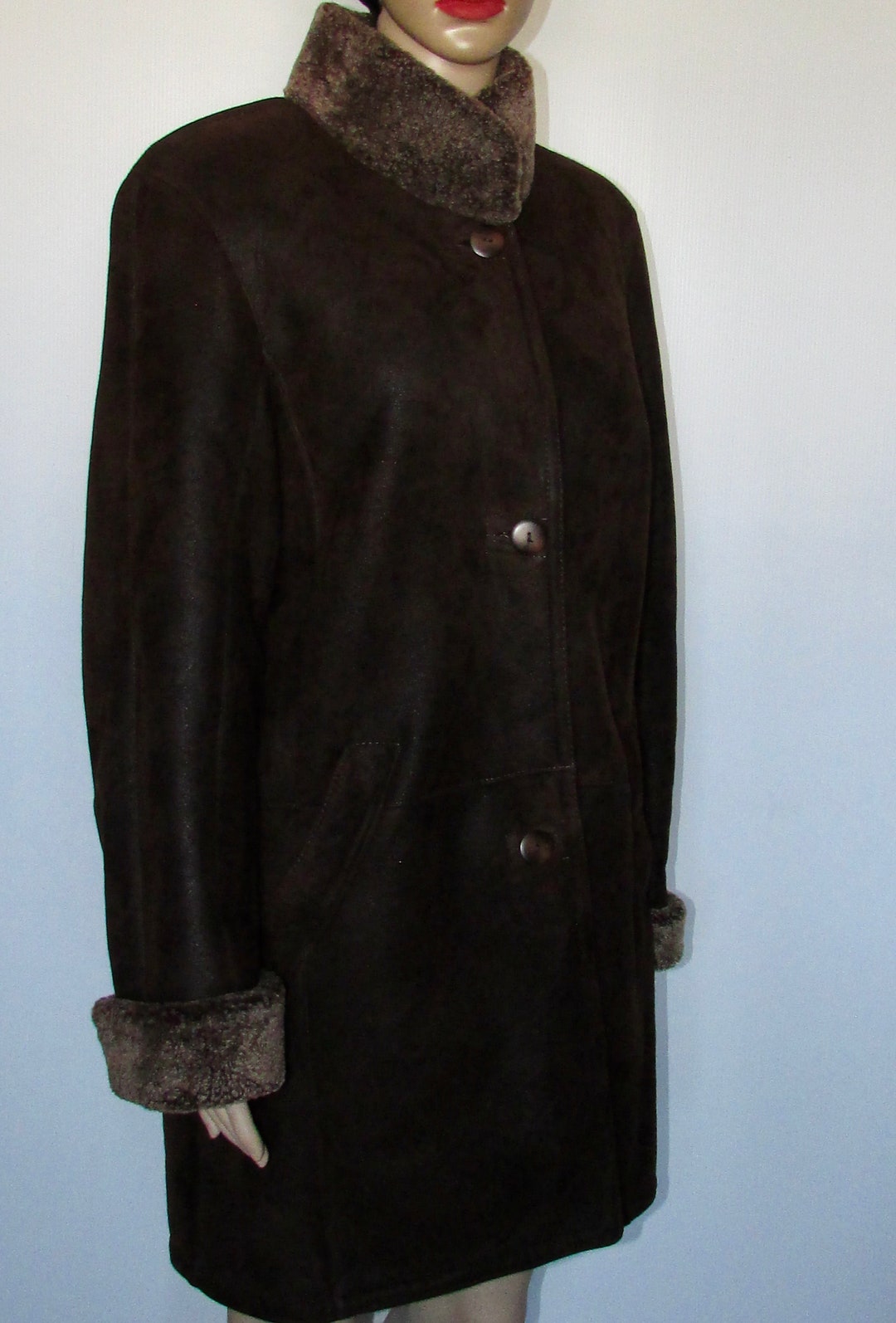 Vtg Canadian Real Sheepskin HIDE SOCIETY Dark Brown Fur Coat Etsy