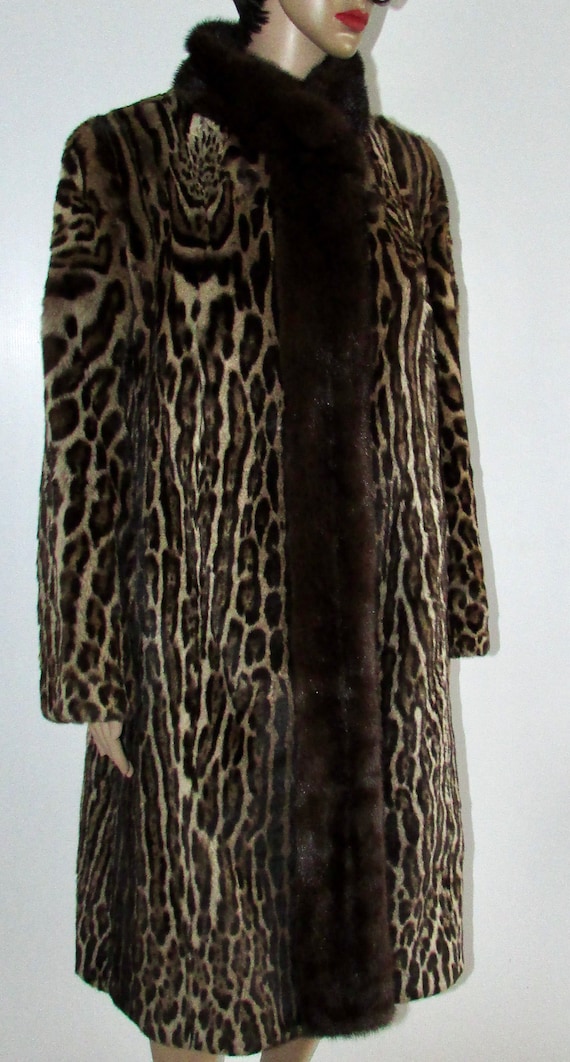 Vtg superbe two tones spotted fur coat /brown mink