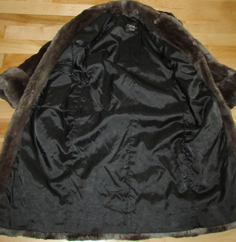 Joli manteau de véritable fourrure de rat musqué rasé brun gris /Nice sheared real muskrat brown grey fur coat bust 42 image 7