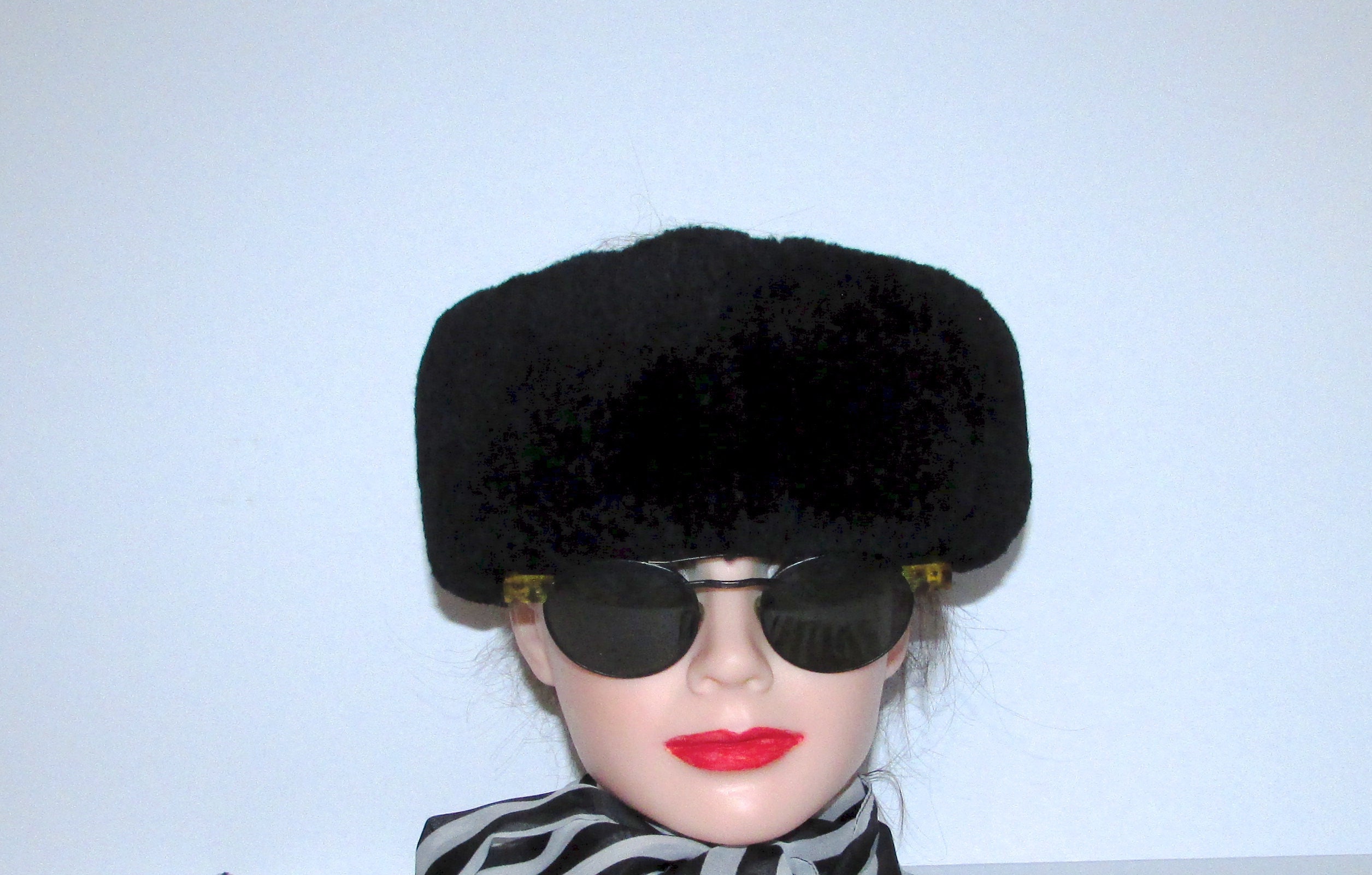 Vintage superb real dark brown sheared mink fur headband / headband de fourrure véritable de menthe rasé brun foncé 22"X3"1/2