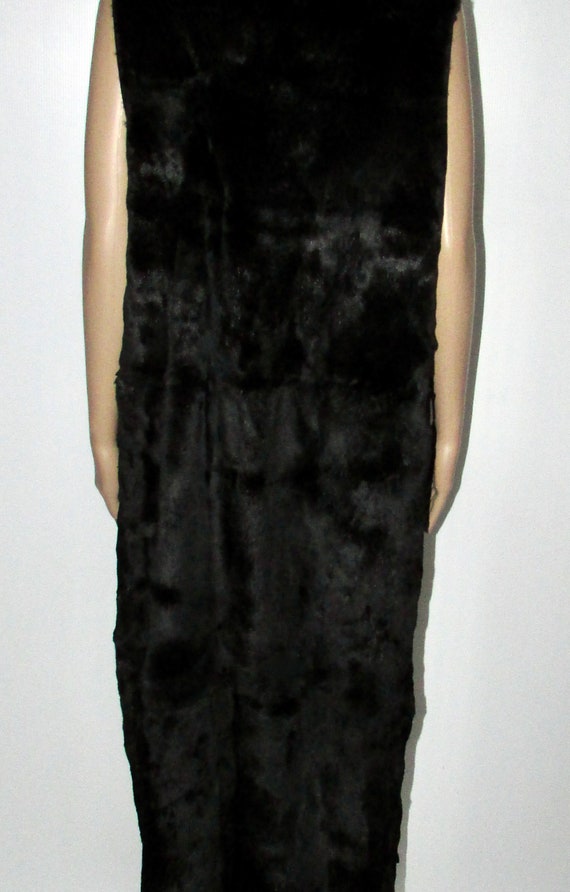 Vtg black sheared opossum fur vest for craft or p… - image 4
