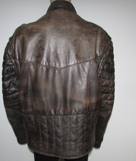 Vintage beautiful dark brown  leather biker or mo… - image 5