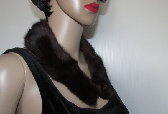 Vintage beautiful   dark brown real mink fur coll… - image 2