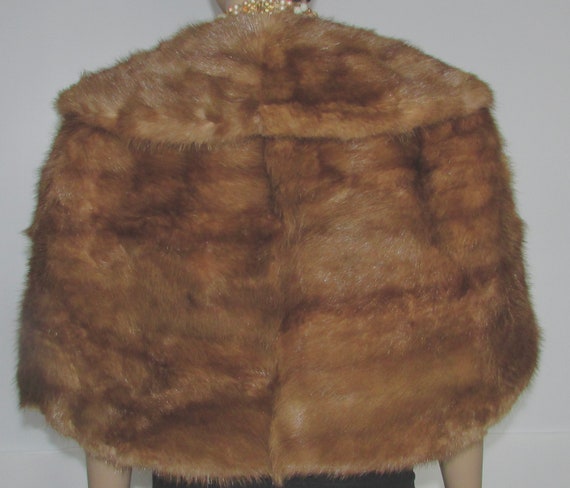 vintage  nice natural  real muskrat fur stole cap… - image 5