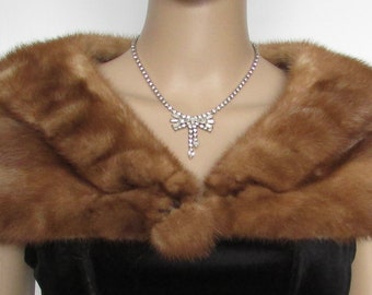 vintage superb real pastel mink fur stole capelet/ chic real mink fur stole psstelr size xsmall 8" X 36"approx