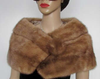 vintage superb real pastel mink fur stole capelet/ chic real mink fur stole psstelr size small 10" X 42"approx