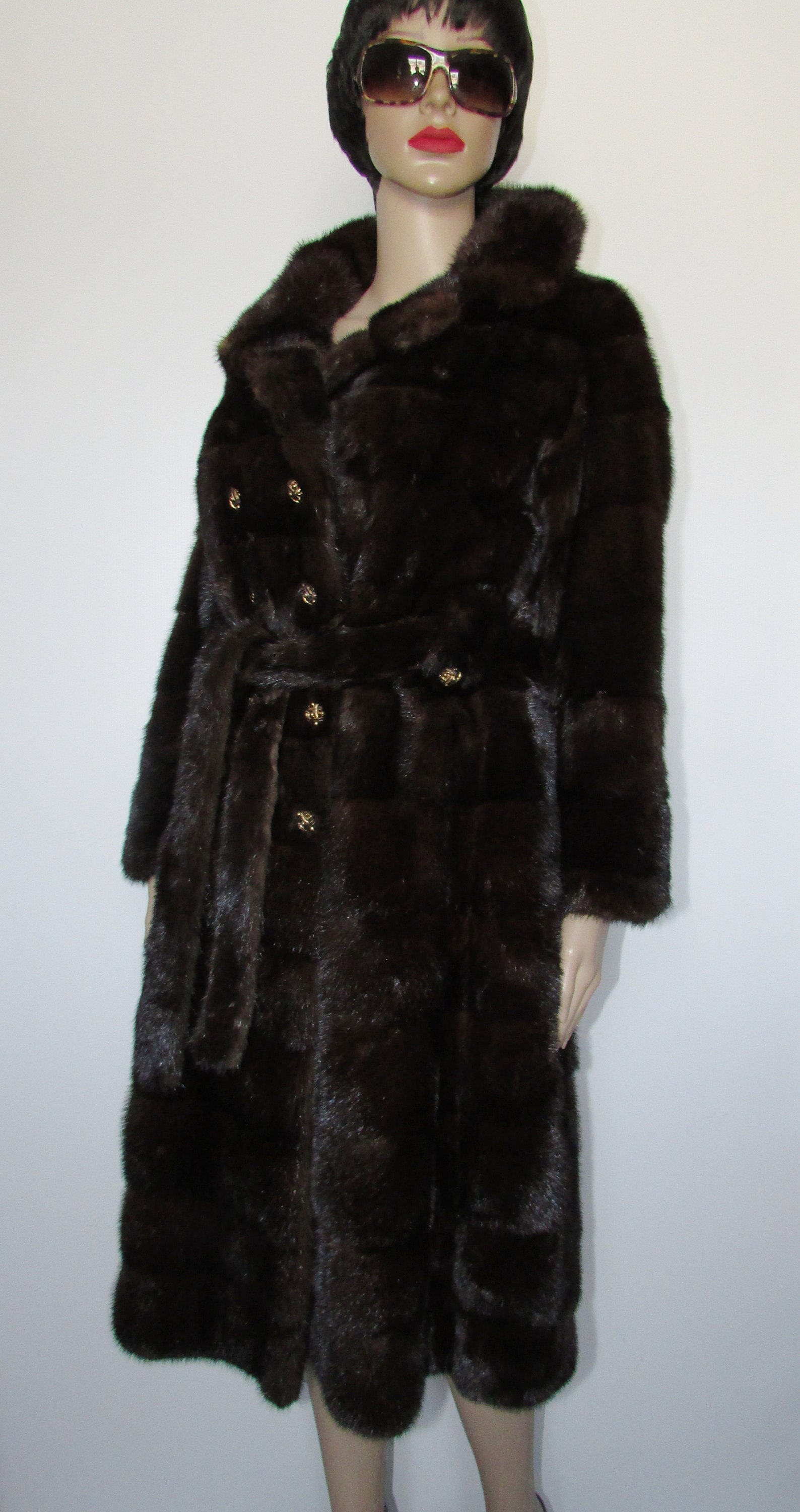Manteau Vintage En Véritable Fourrure De Vison Marron - Taille 36/38 - Marque RENER Paris - Occasion TBE