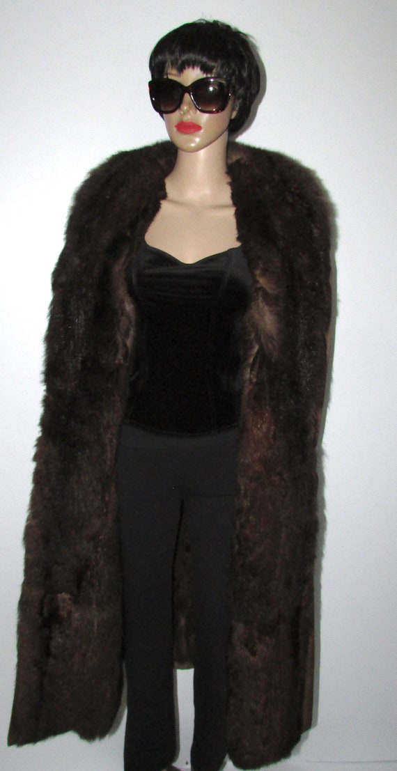 Vtg nice and warm  full length detachable opossum 