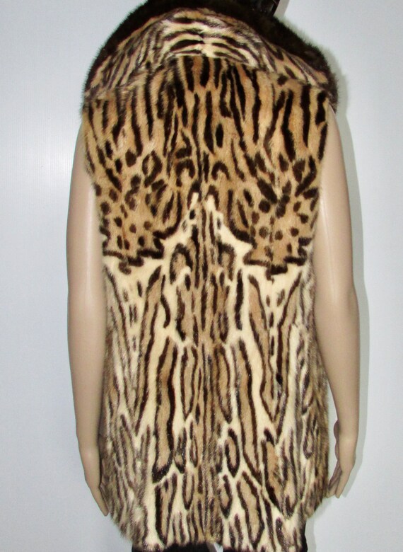 Vtg superb mink fur vest/ dyed leopard /dark brow… - image 6