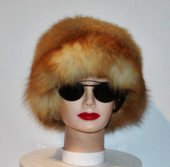 Vintage superb real red fox fur hat with brim /ma… - image 1