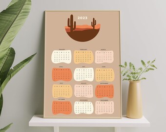 2023 Western Calendar | Poster | Minimal | 12 Month | January 2023 - December 2023 | Monthly Calendar | Boho | Trendy | Office Decor |