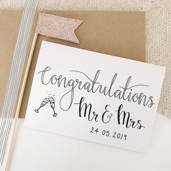 2025 Wedding Card For Couples – Married In 2025 Congratulations Card With Champagne Cake And Confetti Design – Blank Inside With Kraft Envelope – Elegant Engagement Or Newlywed Greeting Card - View #5
