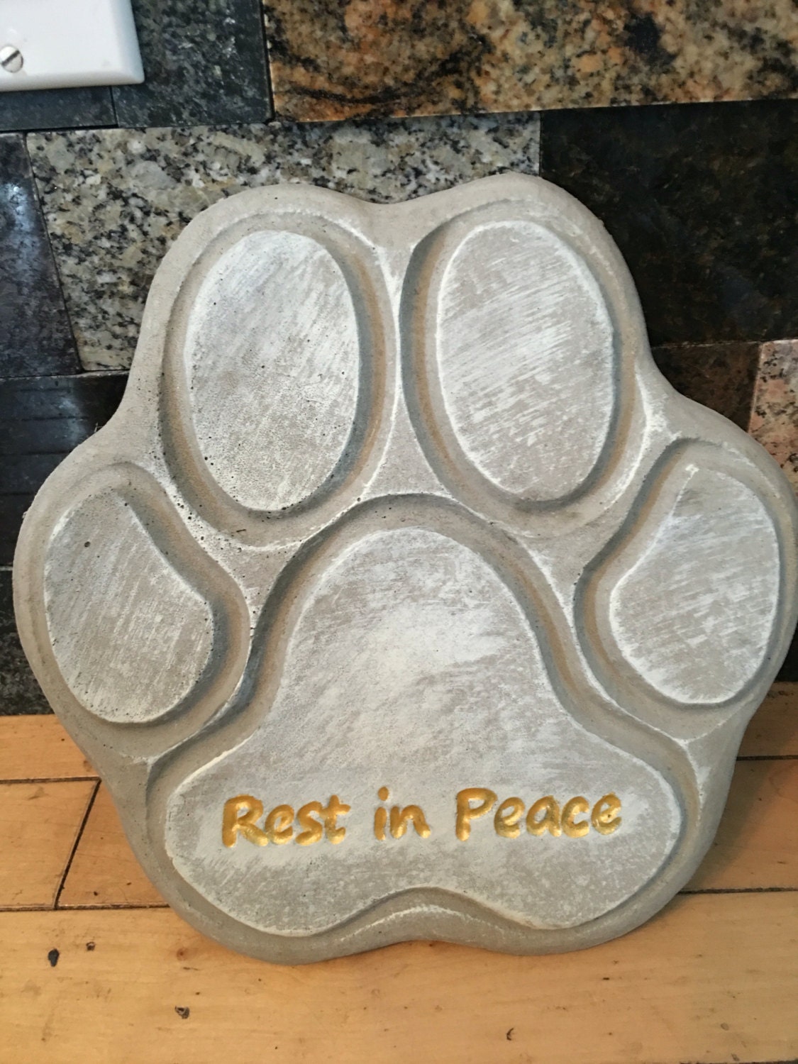 Hand painted concrete paw print concrete pet memorial | Etsy