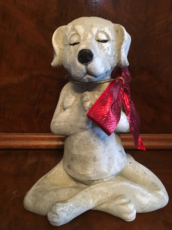 Hand Painted Concrete Buddha Dog Statue Meditating Dog