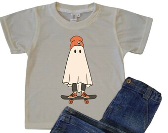 youth ghost tee, skateboard ghost, youth halloween tee, kids ghost shirt, skater ghost, kids halloween, kids skateboard shirt