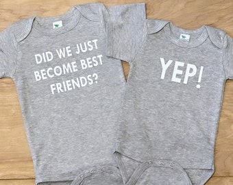 did we just become best friends? onesies, gerber onesies, best friend onesies, pregnancy announcement, twin baby onesies, baby onsie