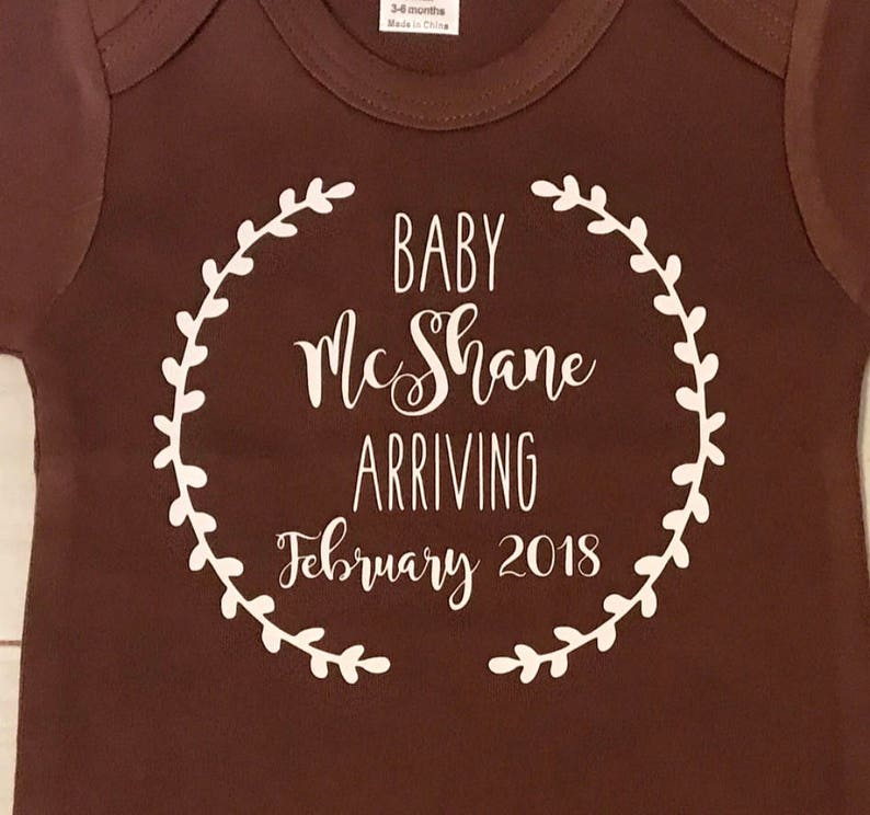 Download Baby announcement onesie with border gerber onesie | Etsy