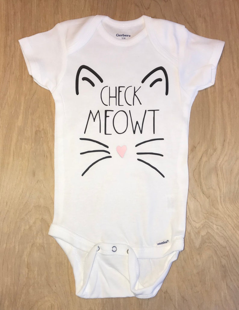 Check Meowt Onesie Gerber Onesie Cat Baby Onesie Baby Cat Etsy