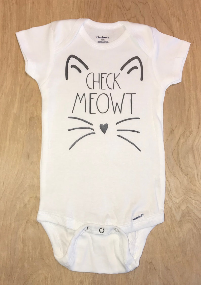 Check Meowt Onesie Gerber Onesie Cat Baby Onesie Baby Cat Etsy