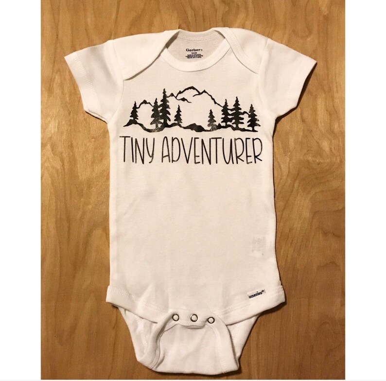 Tiny Adventurer Personalized Custom Baby Boy Name Bodysuit or T-Shirt