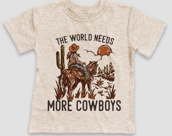 the world needs more cowboys youth tee, cowboy kid shirt