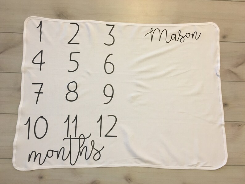 Monthly baby blanket numbers milestone blanket months Etsy