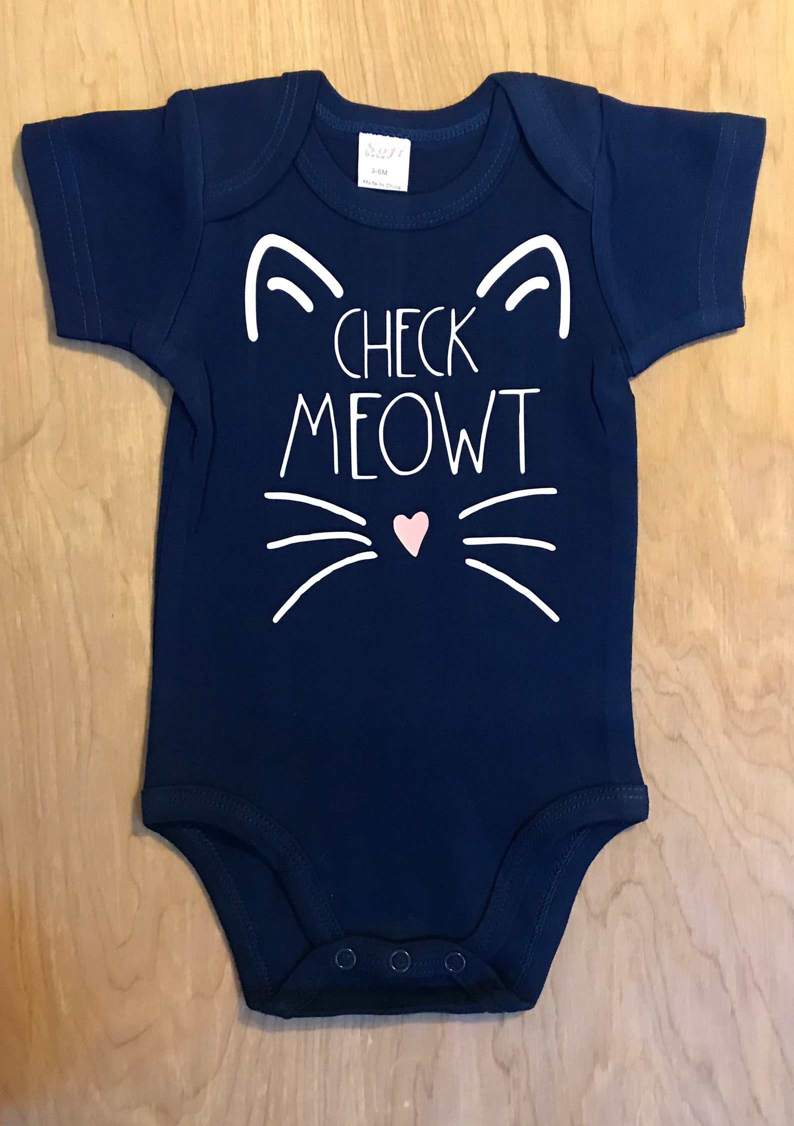 Check Meowt Onesie Gerber Onesie Cat Baby Onesie Baby Cat Etsy