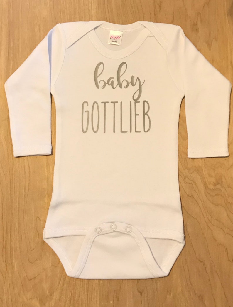 Last name onesie, gerber onesie, announcement onesie, baby name onesie, pregnancy announcement, baby announcement, last name onesie image 4