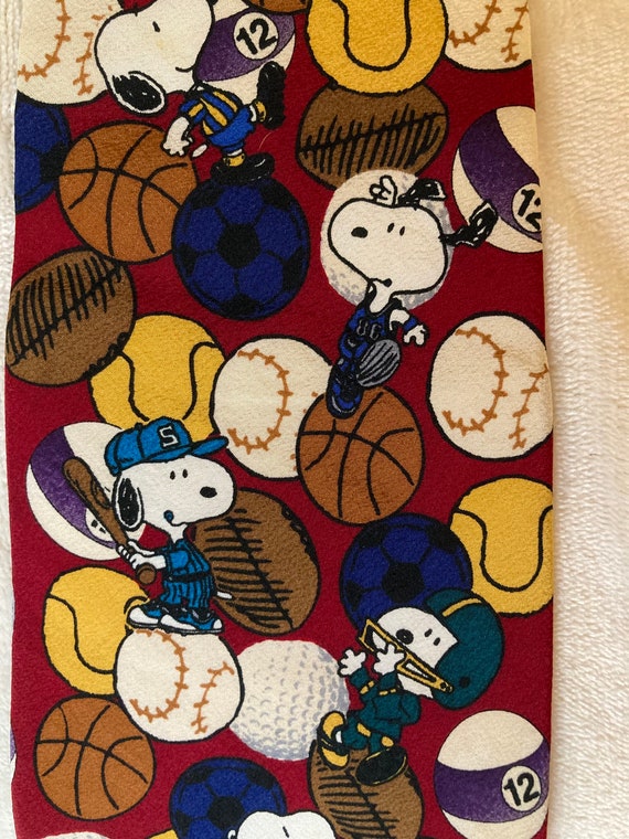 Vintage Snoopy Peanuts Tie with Sports Balls - Ba… - image 2