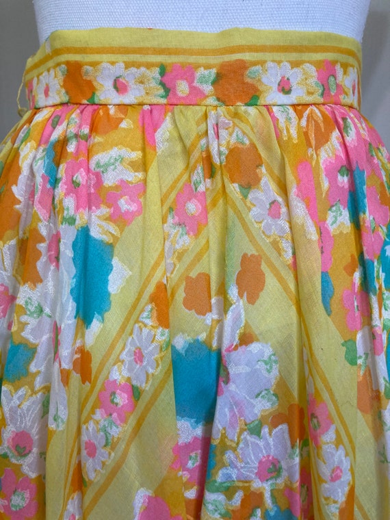 Vintage 60s 70s Yellow Floral Maxi Hippie Skirt G… - image 8