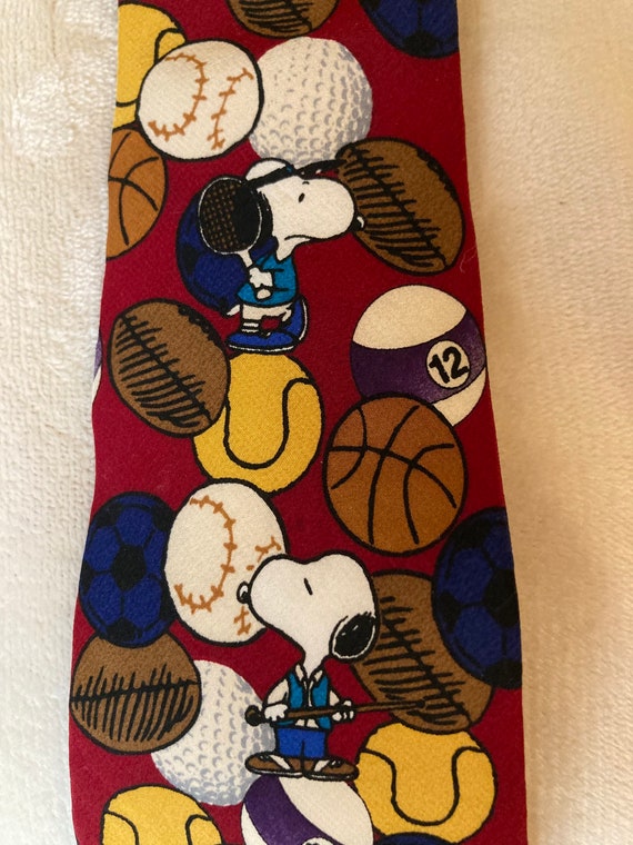 Vintage Snoopy Peanuts Tie with Sports Balls - Ba… - image 3