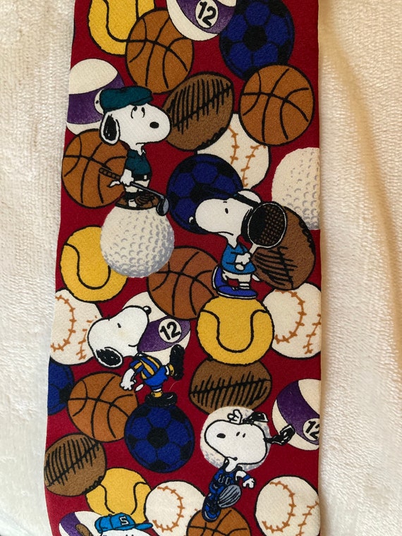 Vintage Snoopy Peanuts Tie with Sports Balls - Ba… - image 8