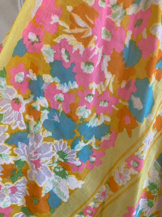 Vintage 60s 70s Yellow Floral Maxi Hippie Skirt G… - image 10