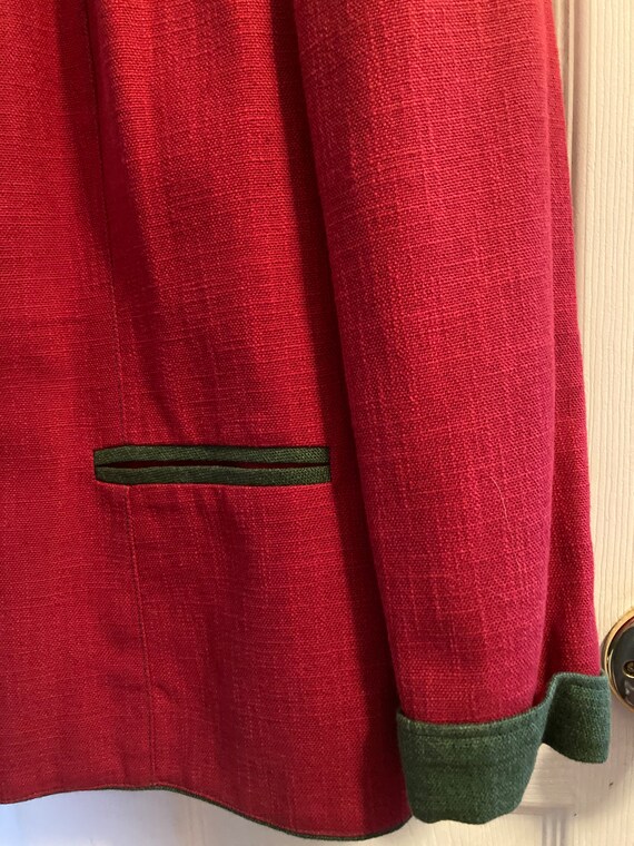 Vintage Jacket Red and Green Blazer Dirndl Tracht… - image 7
