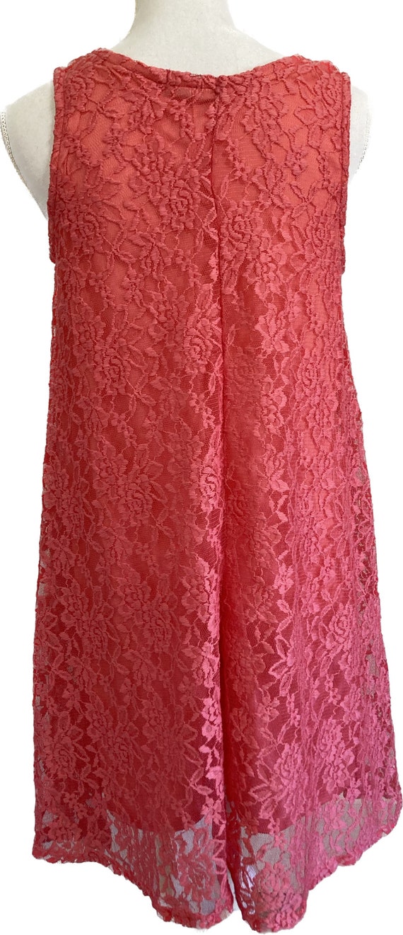 Vintage 90s Coral Pink Lacy Lace Sleeveless Party… - image 5