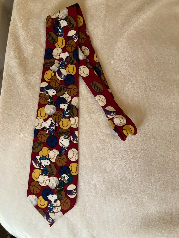 Vintage Snoopy Peanuts Tie with Sports Balls - Ba… - image 7