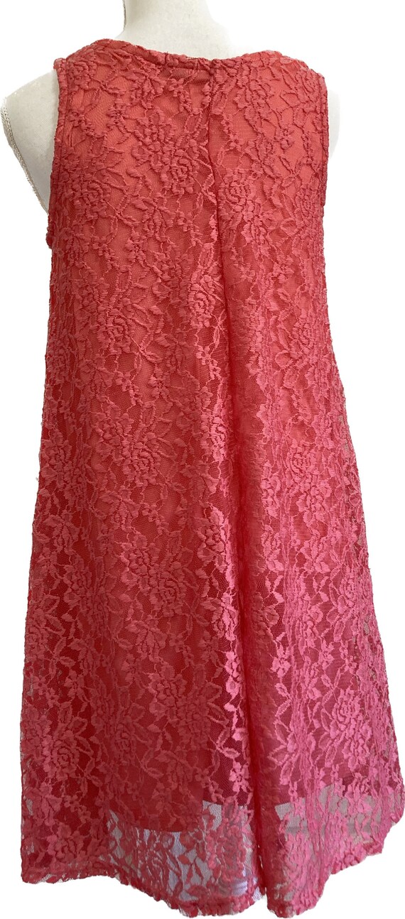 Vintage 90s Coral Pink Lacy Lace Sleeveless Party… - image 3