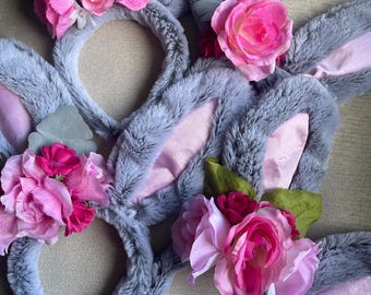 Bunny Ears, Custom Easter Ears, Easter Headband, Floral Bunny Ears