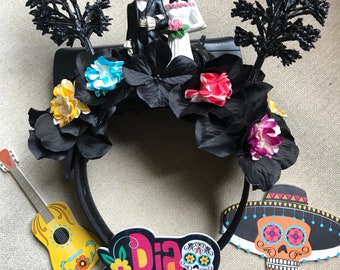 Mouse ears. Dia De Los Muertos Mouse Ears, Mouse Ear Hat, Day of the Dead Ears, Headband, Hat