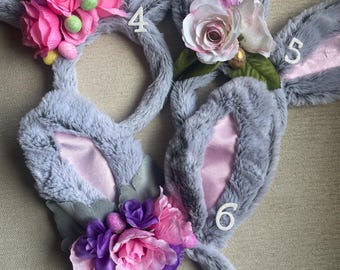 Bunny Ears, Floral Bunny Ears, Bunny Headband, Easter Ears, Easter Headband, Easter gifts, Easter Hat