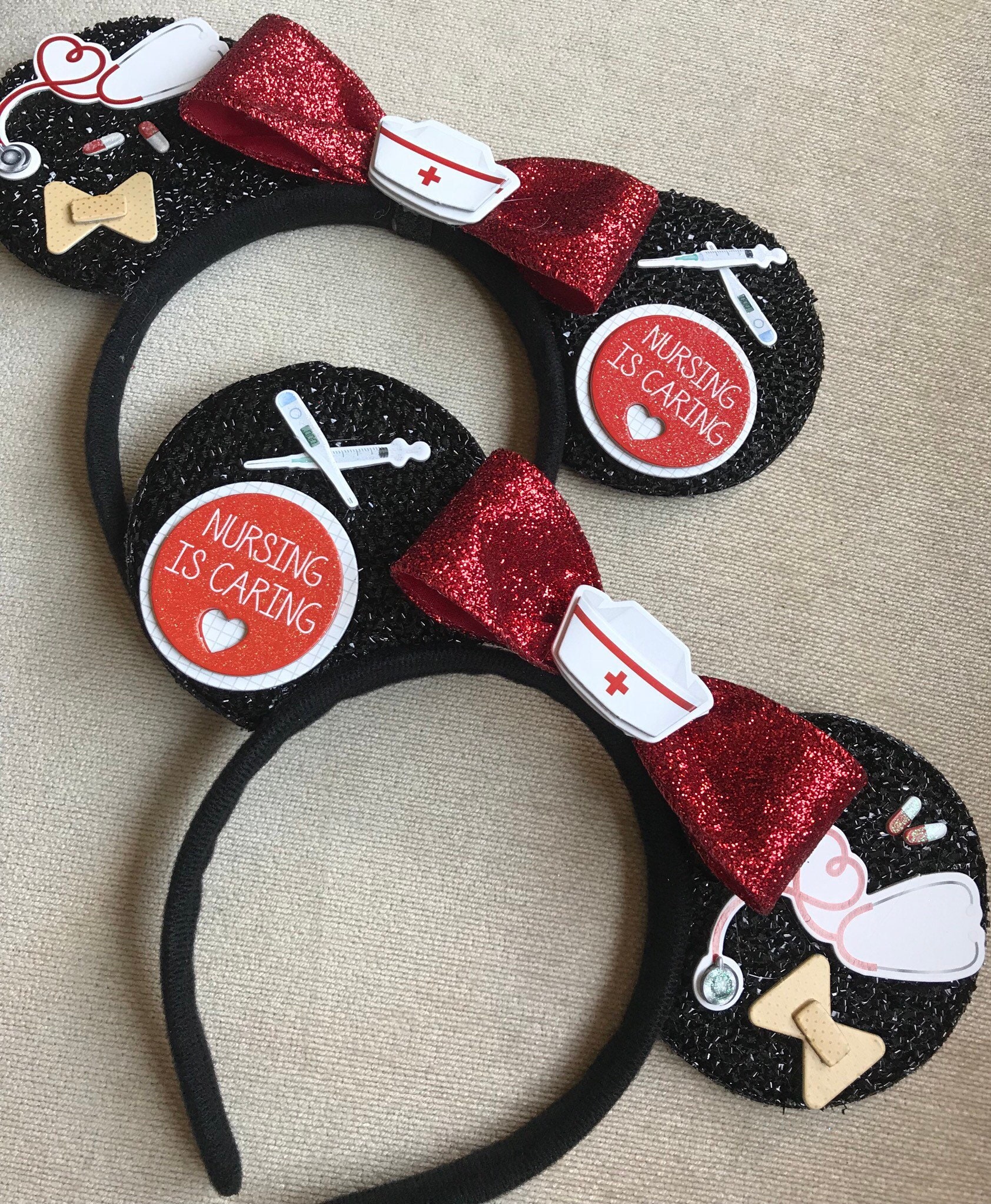 Nurse Themed Minnie Mouse Ears Headband Nurse Mouse Ears Headband, RN Ears, Nurse Cap Headband, LVN  main image 3