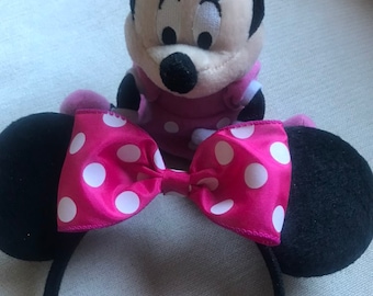 Mouse Ears, Pink Polka Dot Ears, Ears, hat, Headband