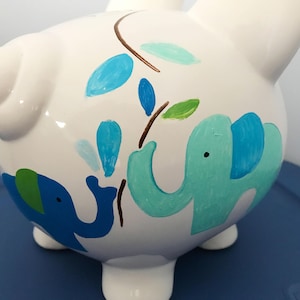 Personalisierte große Sparschwein - Kindes Zimmer Hand bemalte Elefanten Design Sparschwein mit Namen